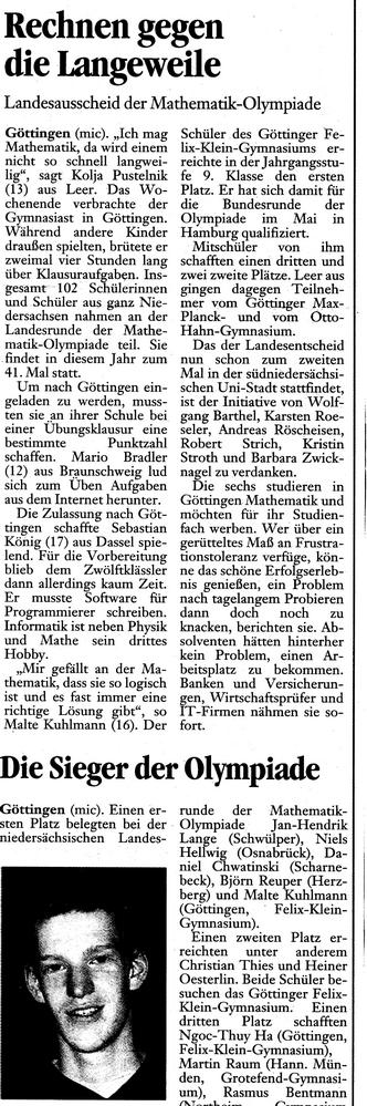 Artikel im Göttinger Tageblatt