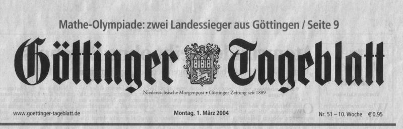 Titelseite Göttinger Tageblatt