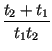 $\displaystyle {\frac{t_2+t_1}{t_1t_2}}$