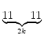 $\displaystyle \underbrace{{11\ldots11}}_{{2k}}^{}\,$