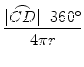 $\displaystyle {\frac{{\stackrel{\raisebox{0ex}{$\frown$}}{\raisebox{0ex}[1.05ex]{$\vert CD\vert$}}\cdot 360^\circ}}{{4\pi r}}}$