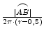 $ {\frac{{\stackrel{\raisebox{0ex}{$\frown$}}{\raisebox{0ex}[1.05ex]{$\scriptstyle
\vert AB\vert$}}}}{{2\pi\cdot
(r-0,5)}}}$